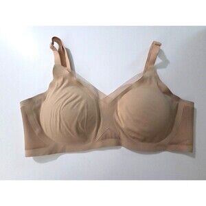 Honeylove Women’s Large CrossOver Bra Nude Beige Wireless Support Smooth Nylon